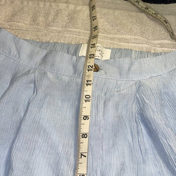The Native One Pants Light Blue Crepe Pleats Very Wide Leg Elastic Waist Wms M - Picture 10 of 12